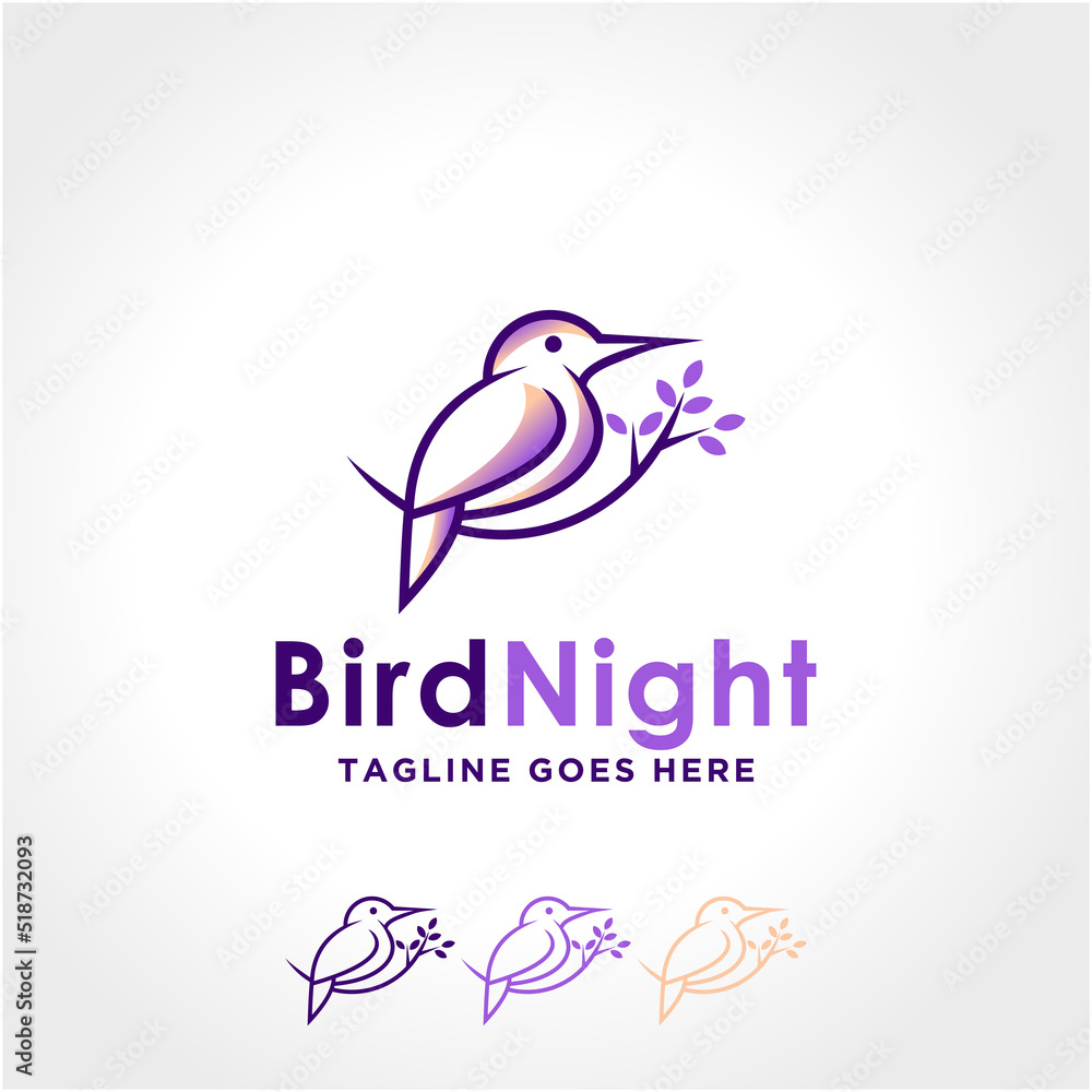 Wall mural bird line logo design template