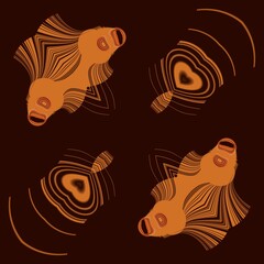 twin goldfish swimming pattern and design