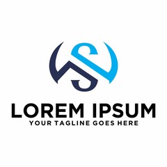 Letter W S game logo design