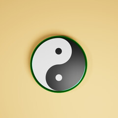 Yinyang symbol on jade medallion. 3d illustration.