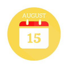 August 15 calendar flat icon