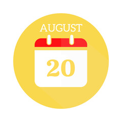 August 20 calendar flat icon