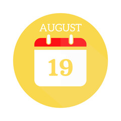 August 19 calendar flat icon