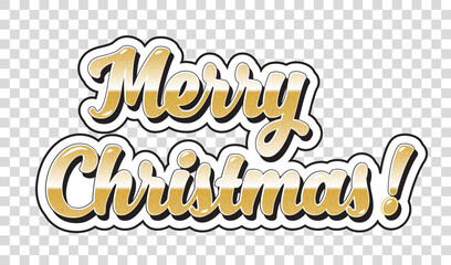 Merry Christmas sticker in stippled in gold. EPS10 vector format.