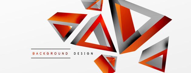 3d triangle abstract background. Basic shape technology or business concept composition. Trendy techno business template for wallpaper, banner, background or landing