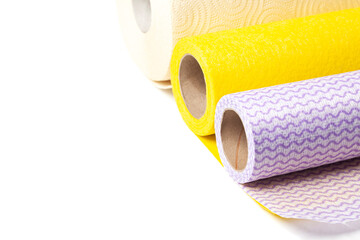 Kitchen towels bamboo roll isolated on a white background