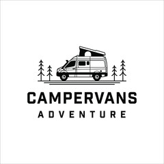 Campervan adventure logo with minimalist line style design © Dedy Andreas