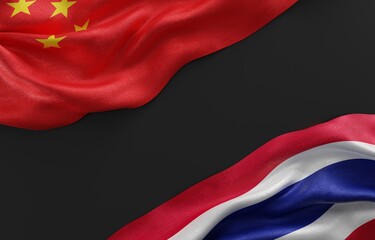 China and Thailand flag of silk with copy space for your text or images. 3d Rendering