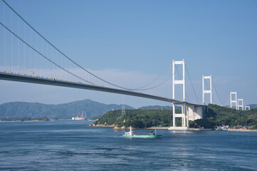 しまなみ,来島海峡大橋,海, 空, 夕焼け, 風景, 自然, 雲, 地平線, 旅行, 水辺, 岸