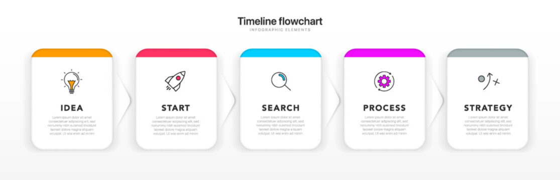 Timeline infographic design with 5 options or steps. Infographics for business concept. Can be used for presentations workflow layout, banner, process, diagram, flow chart, info graph, annual report.
