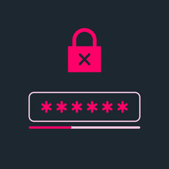Weak Password Security Risk Icon Privacy Computer Hacking Vector Illustration