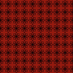 Seamless geometric Black and Red pattern background. Seamless abstract pattern with flowers. Vector illustration. Floral wallpaper lux Fabric design textile Doodle line pattern. Modern texture. 10 eps