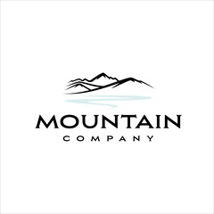 Mountain resort logo with simple and clean style design