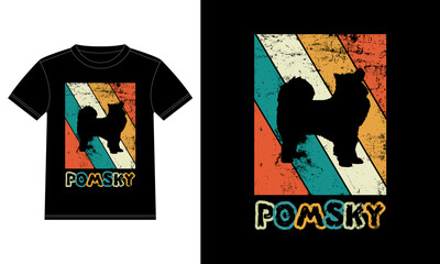 Funny Pomsky Vintage Retro Sunset Silhouette Gifts Dog Lover Dog Owner Essential T-Shirt
