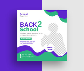 Back To School Admission Promotion Social Media Post Template
