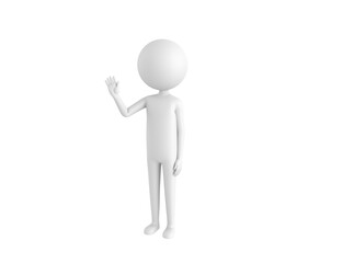 Stick Man character saying hi in 3d rendering.