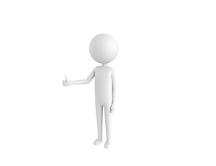 Stick Man character showing thumb up in 3d rendering.