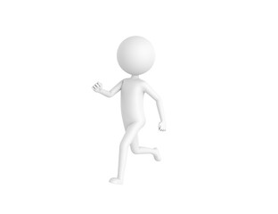 Stick Man character running in 3d rendering.