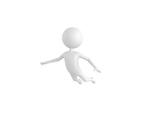 Stick Man character flying in 3d rendering.