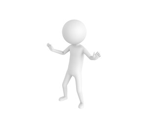 Stick Man character surprise and shocked in 3d rendering.