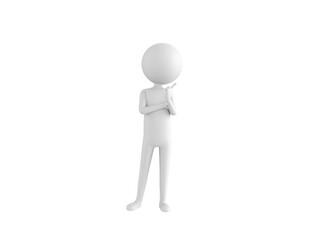 Stick Man character thinking in 3d rendering.