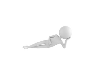 Stick Man character lying on floor in 3d rendering.
