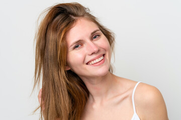 Young English woman with happy expression. Close up portrait