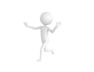 Stick Man character running away in 3d rendering.