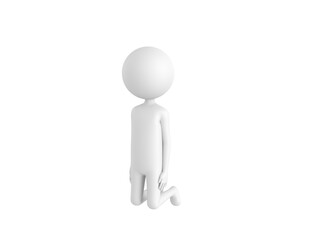 Stick Man character kneeling in 3d rendering.