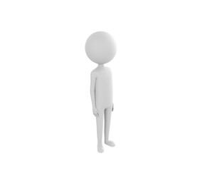Stick Man character standing and look up to camera in 3d rendering.
