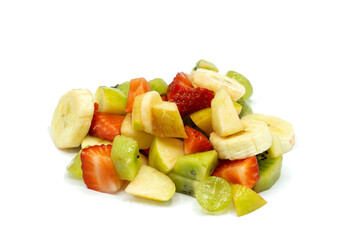 Fruit salad isolated on white background
