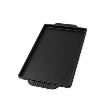 Iron cast grill pan isolated on white background with clipping path.