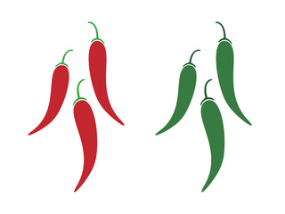 複数の唐辛子シルエットのアイコンイラストセット
