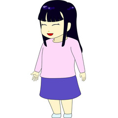 ちびキャラのイラスト（女性・横向き）