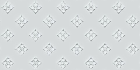 White geometric pattern on white background. 3d illustration - 518742013