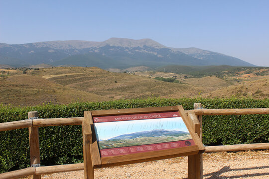 TRASMOZ, ESPA&Ntilde;A - 17 DE JULIO de 2022: Viewpoint in Trasmoz with views of Moncayo