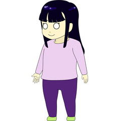 ちびキャラのイラスト（女性・横向き）