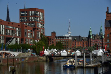 Panorama in the Neighborhood Hafen City in the Hanse City Hamburg
