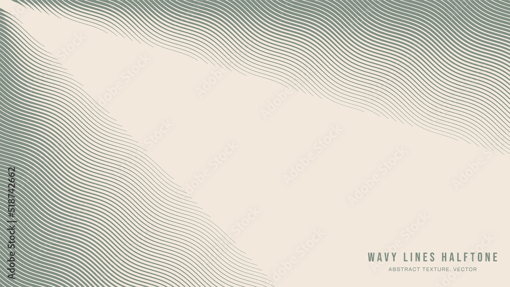 Aufkleber wavy ripple lines halftone tilted hatching pattern abstract vector pale green beam border isolate on