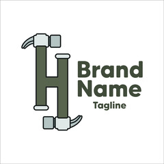 Letter H logo of hammer vector
