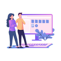 Document management soft flat style illustration design