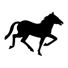 Fototapeta na wymiar Horse icon. Vector illustration of trotting horse. Wild animal symbol isolated on white background. Black silhouette.