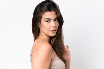Obraz premium Young Brazilian woman isolated on white background . Close up portrait