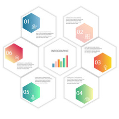 Abstract elements Infographic Hexagon shape data vector Template Process concept Step for strategy and information education