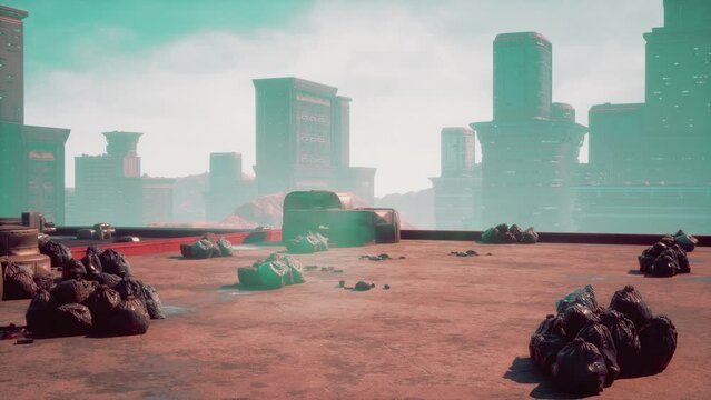 Post apocaliptic landscape of city