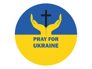 Christian cross wings, colors of the Ukrainian flag Pray for Ukraine. Vector