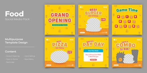 Burger Fastfood Social Media Post Bundle Template