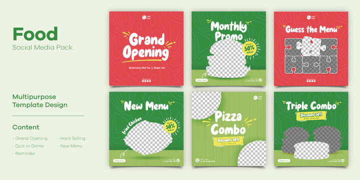 Burger Fastfood Social Media Post Bundle Template