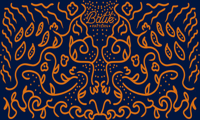 Abstract Batik Pattern Vector Isolated Dark Blue Background