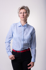 business photo. woman in a blue shirt